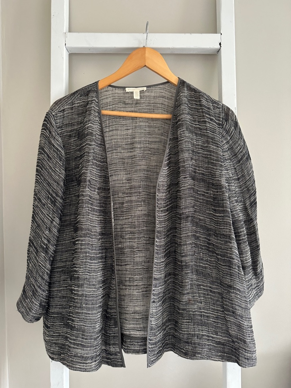 Eileen Fisher Organic Linen Blend Gauze Strata Kimono Jacket